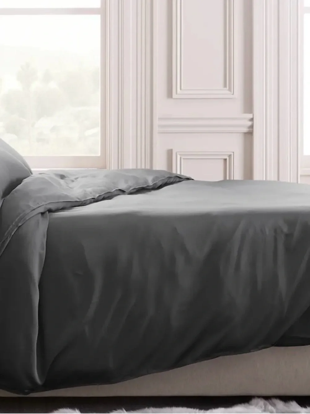 NWOT Quince Organic Bamboo 1 Piece Duvet Cover, King/Cal (Charcoal)